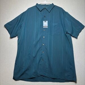Van Heusen Mens Shirt XLT Big Tall 4 Way Stretch Cooling Blue Polyester NWT